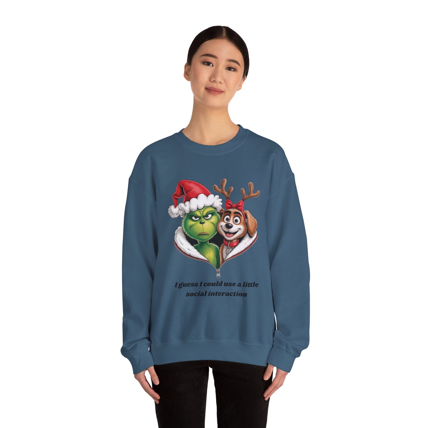 Social Interaction Grinch Unisex Heavy Blend™ Crewneck Sweatshirt