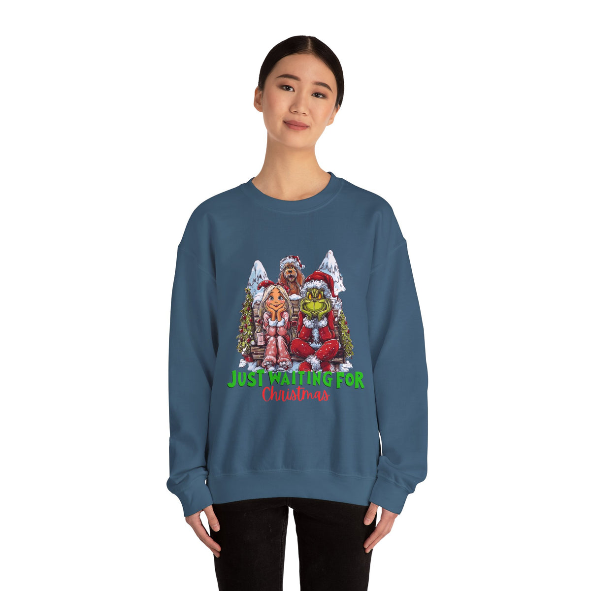 Just Waiting For Christmas Grinch Unisex Heavy Blend™ Crewneck Sweatshirt