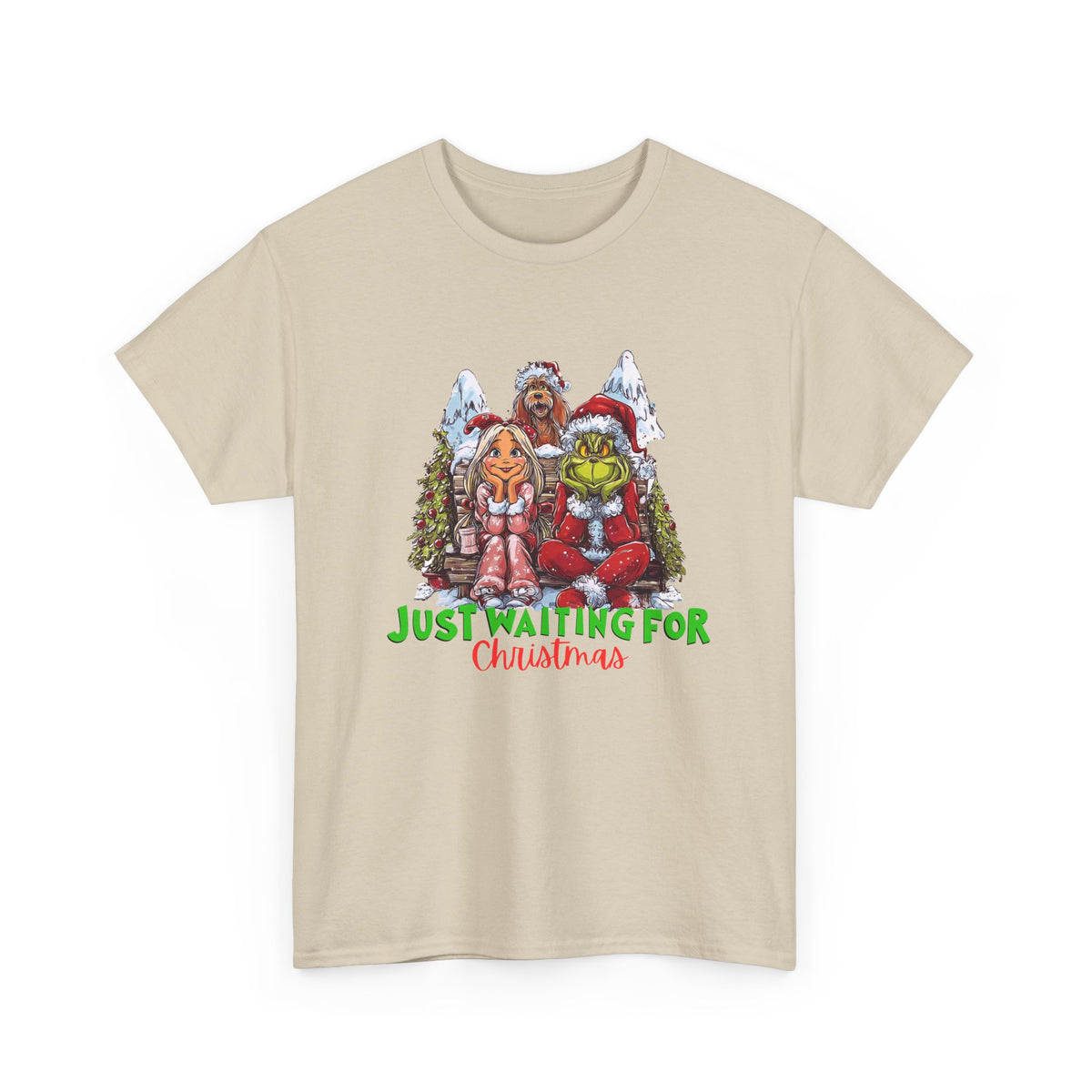 Just Waiting For Christmas Grinch Unisex Heavy Cotton Tee