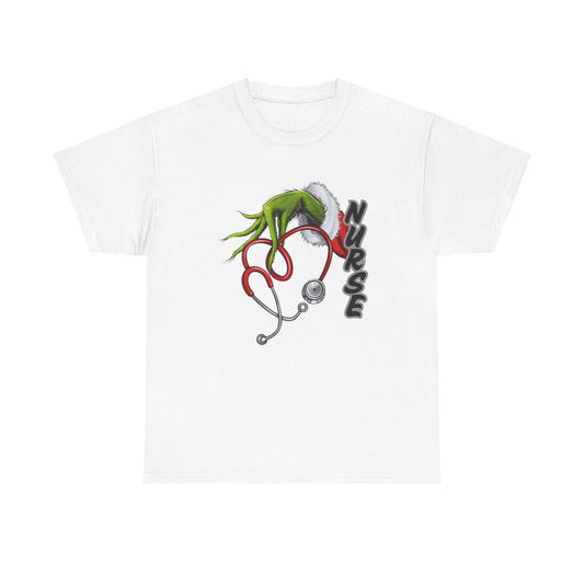 Stethoscope Nurse Grinch Unisex Heavy Cotton Tee