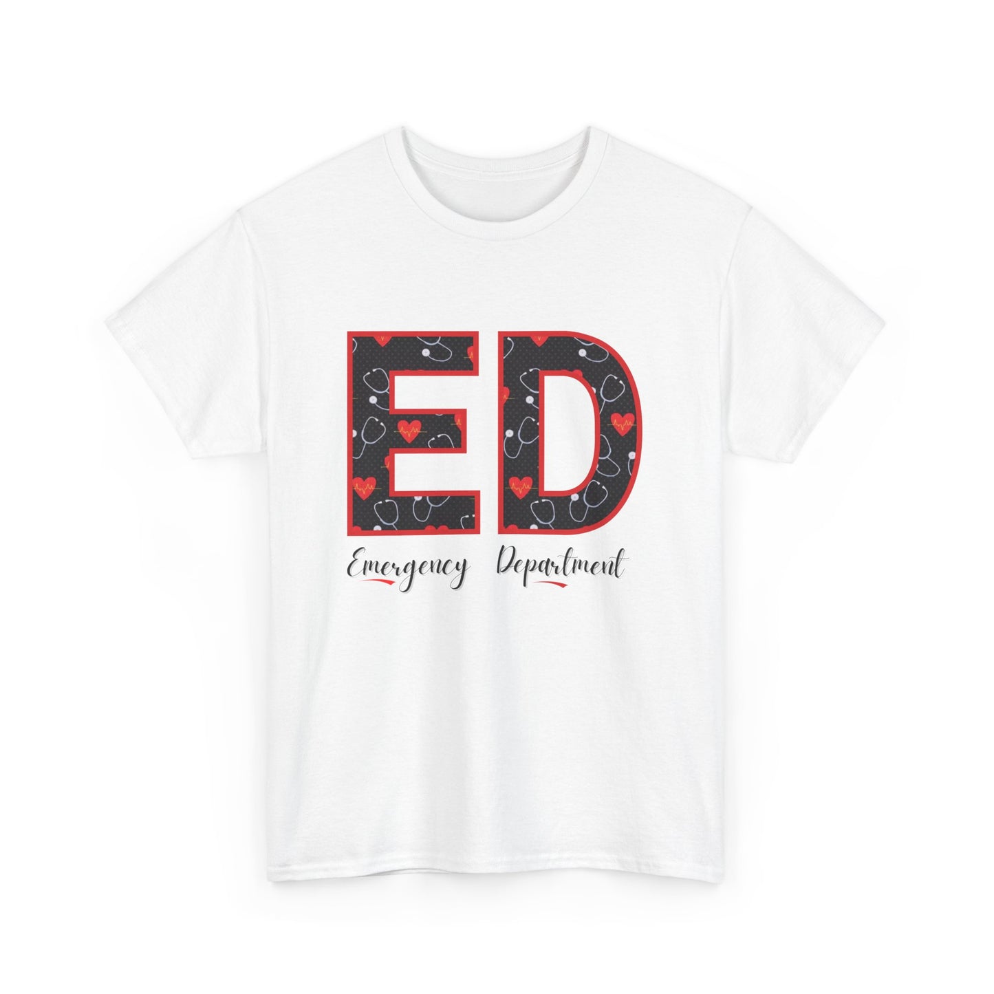 Hearts and Stethoscope ED Unisex Heavy Cotton Tee